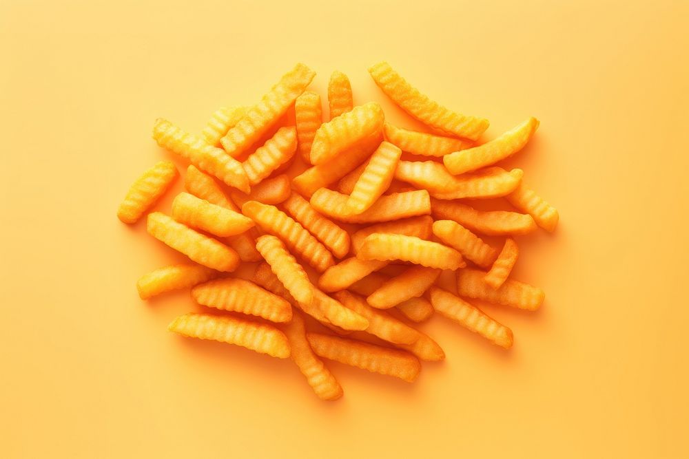Crispy chicken fries yellow food orange background. AI generated Image by rawpixel.