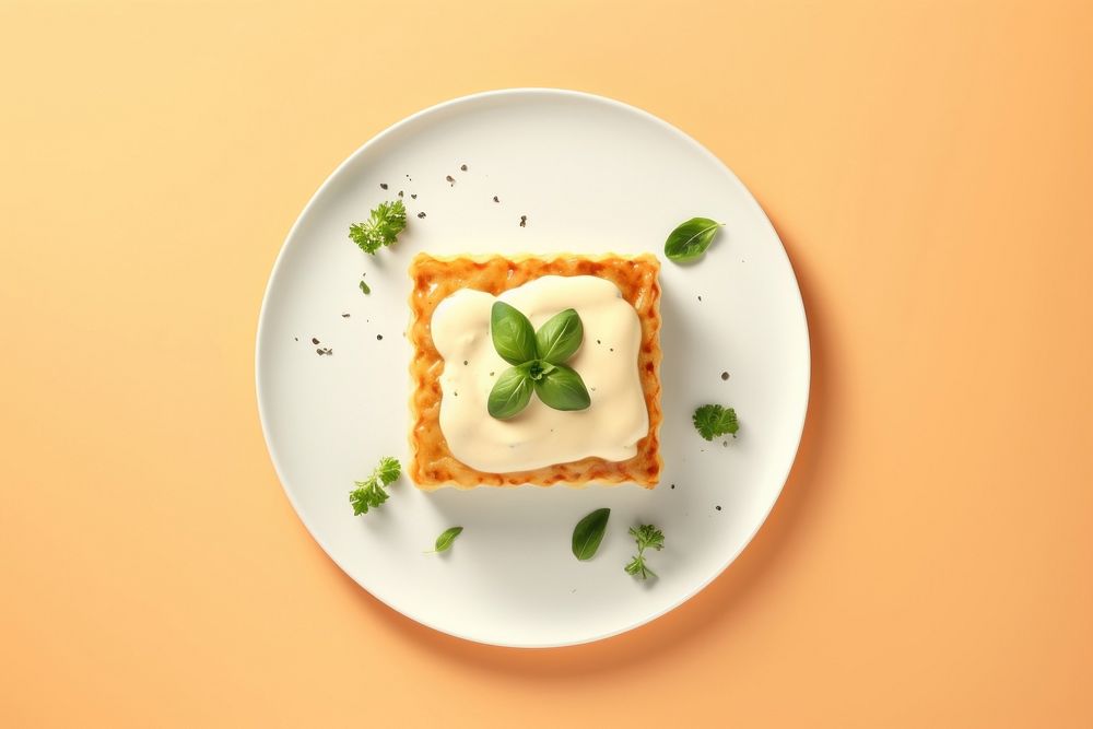 Delicious lasagna plate food cheesecake. AI generated Image by rawpixel.