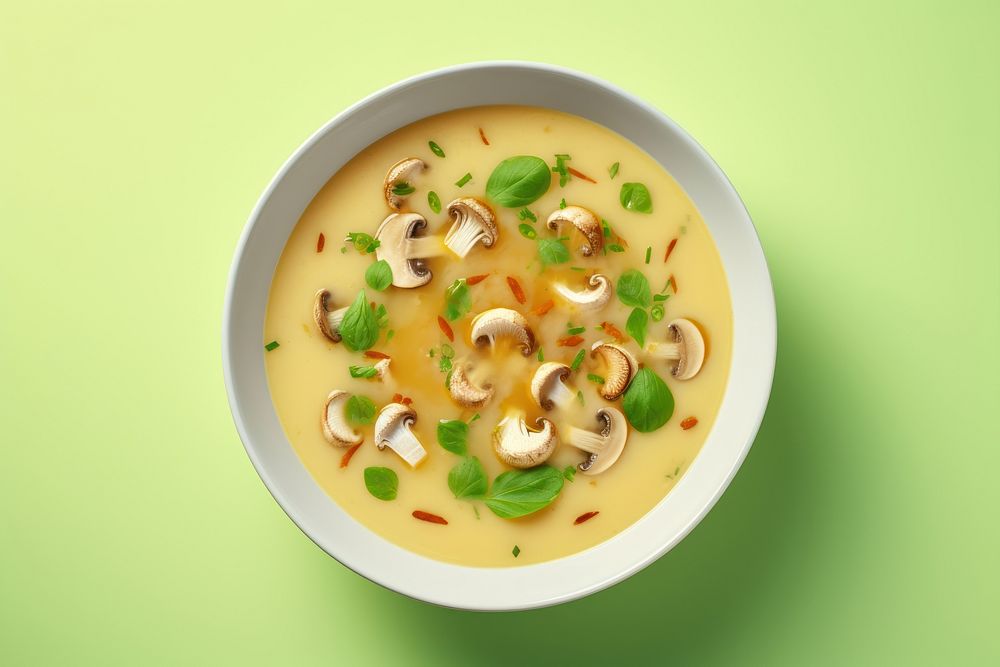 Delicious mushroom soup plate food meal. AI generated Image by rawpixel.