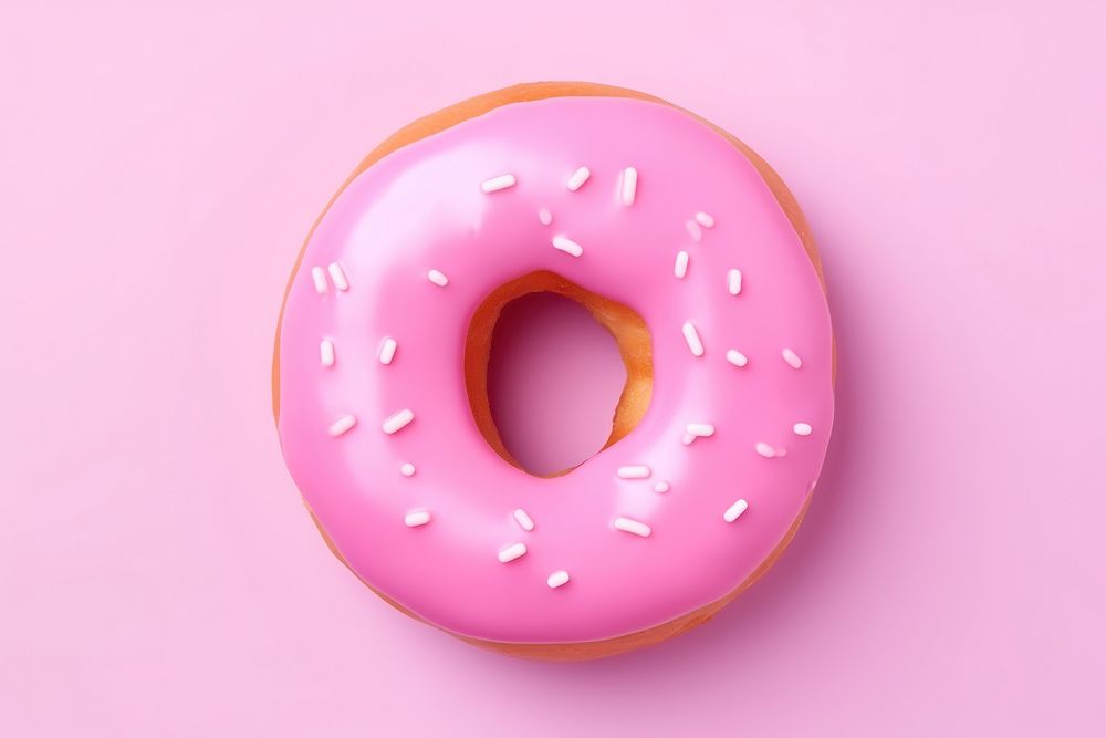Pink donut food pink background confectionery. AI generated Image by rawpixel.