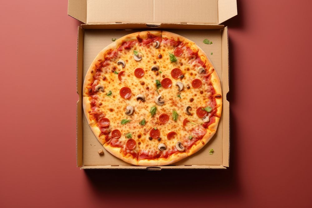 Delicious pizza box food zwiebelkuchen pepperoni. AI generated Image by rawpixel.