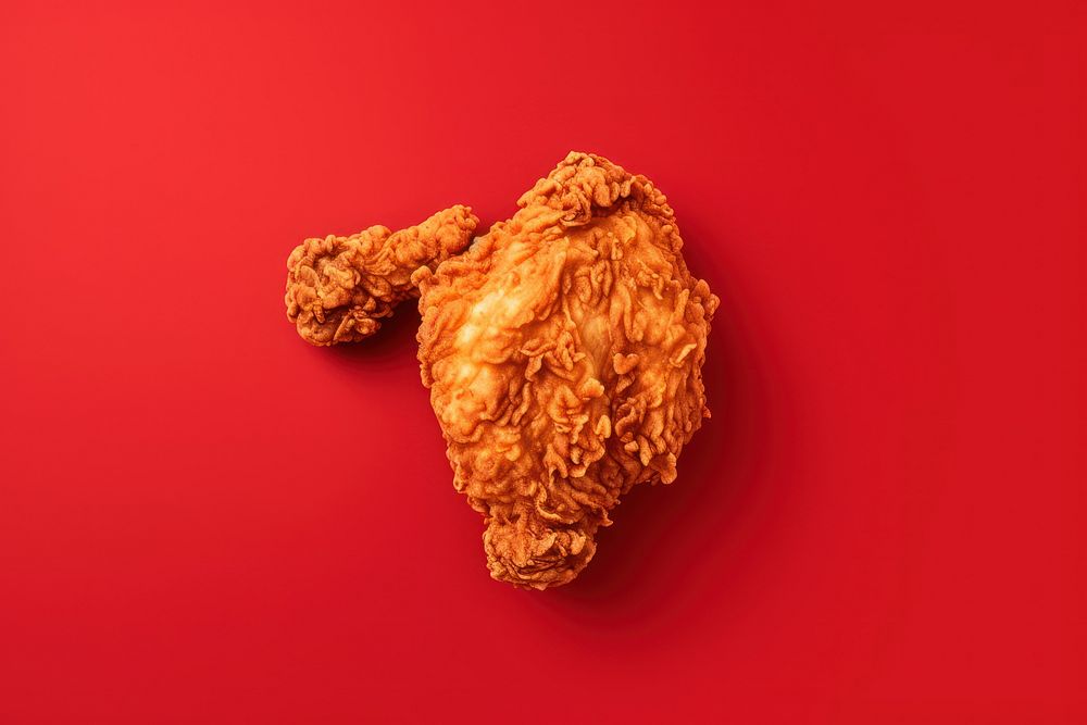 Fried chicken red red background ringlet. AI generated Image by rawpixel.