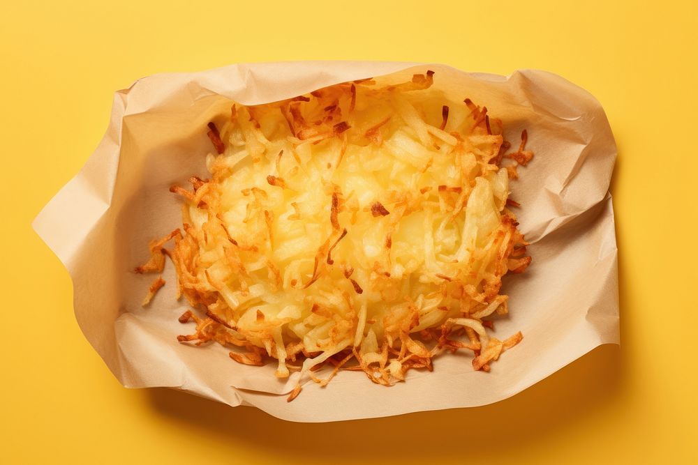 Hashbrown food paper breakfast. AI generated Image by rawpixel.