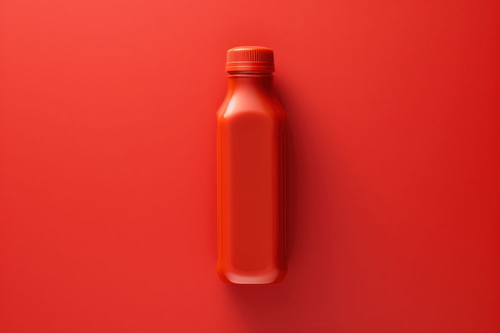 Ketchup bottle red refreshment container. AI generated Image by rawpixel.