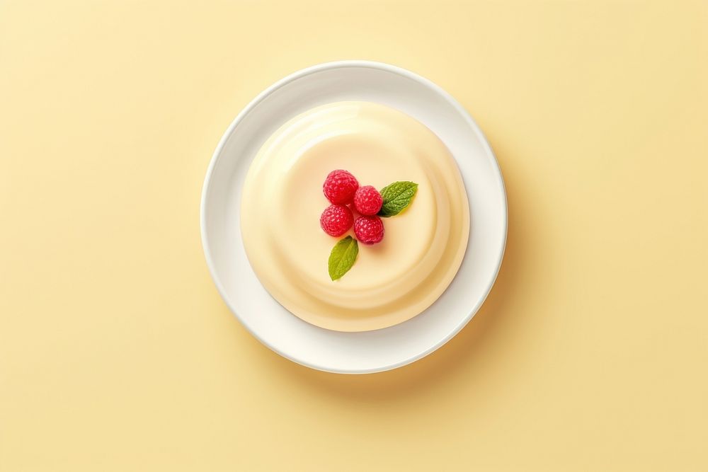 Pudding raspberry dessert fruit. AI generated Image by rawpixel.