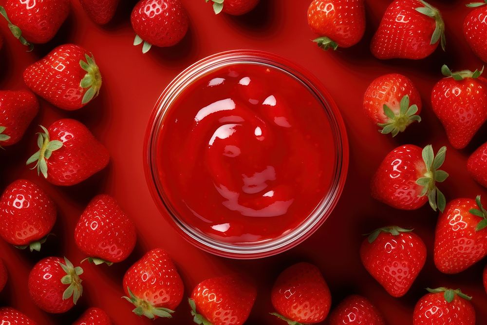 Strawberry jam ketchup fruit plant. AI generated Image by rawpixel.