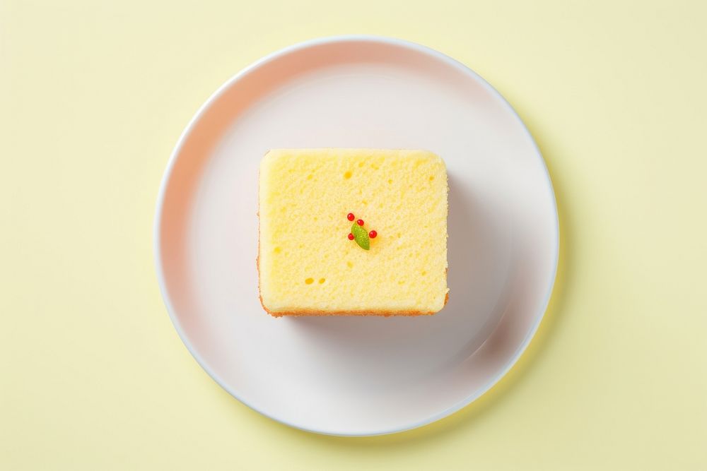 Sponge cake plate food semifreddo. AI generated Image by rawpixel.