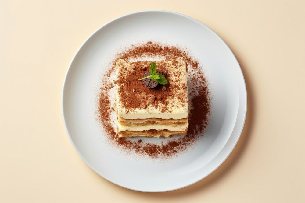Tiramisu tiramisu dessert plate. AI generated Image by rawpixel.