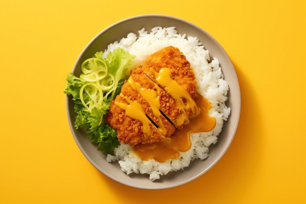 Tonkatsu Curry and rice tonkatsu yellow curry. AI generated Image by rawpixel.