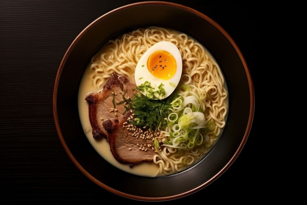 Tonkotsu ramen plate food meal. AI generated Image by rawpixel.