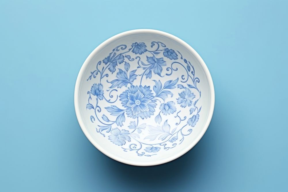 Porcelain bowl porcelain blue tableware. AI generated Image by rawpixel.