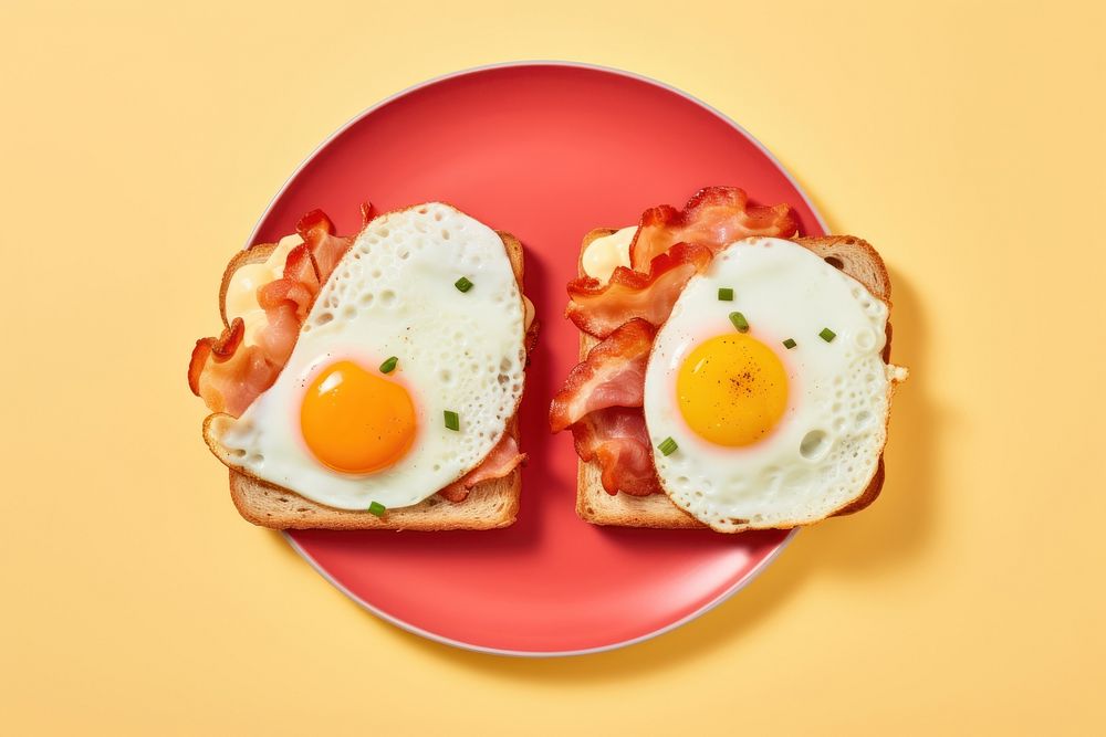 Toast egg yellow bacon. AI generated Image by rawpixel.