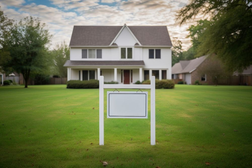 White empty sign house lawn architecture. AI generated Image by rawpixel.