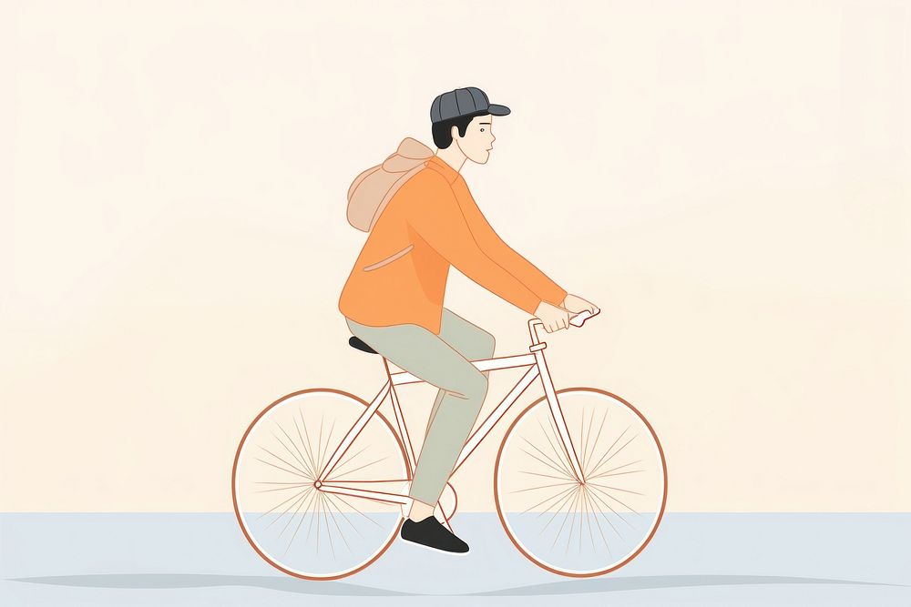 Man bicycling in the asian city bicycle vehicle cartoon. AI generated Image by rawpixel.