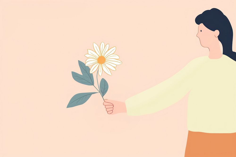 Women holding flower hand drawing cartoon. AI generated Image by rawpixel.