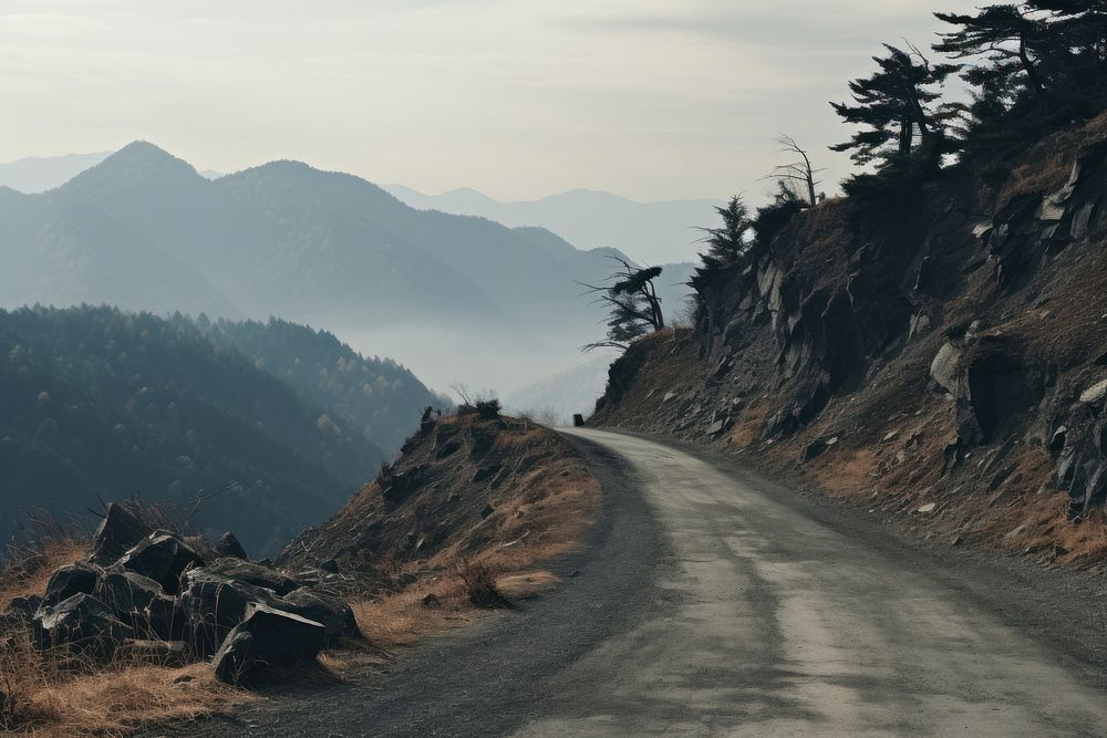 Mountain roads nature outdoors highway. AI generated Image by rawpixel.
