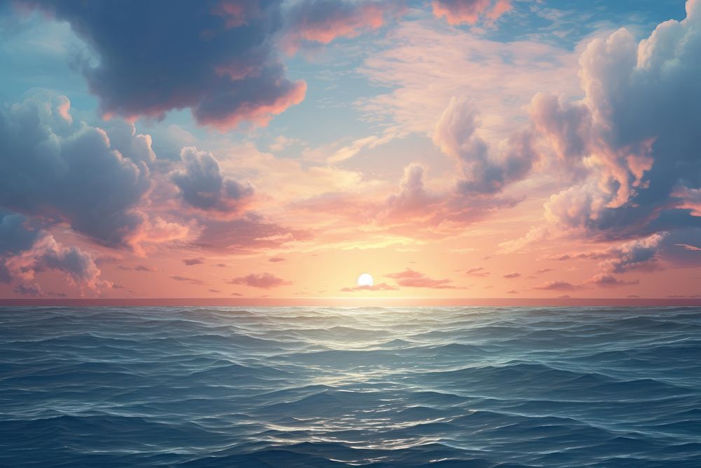 Ocean at dawn outdoors horizon nature. AI generated Image by rawpixel.