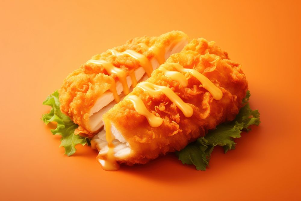 Tonkatsu food orange background vegetable. AI generated Image by rawpixel.