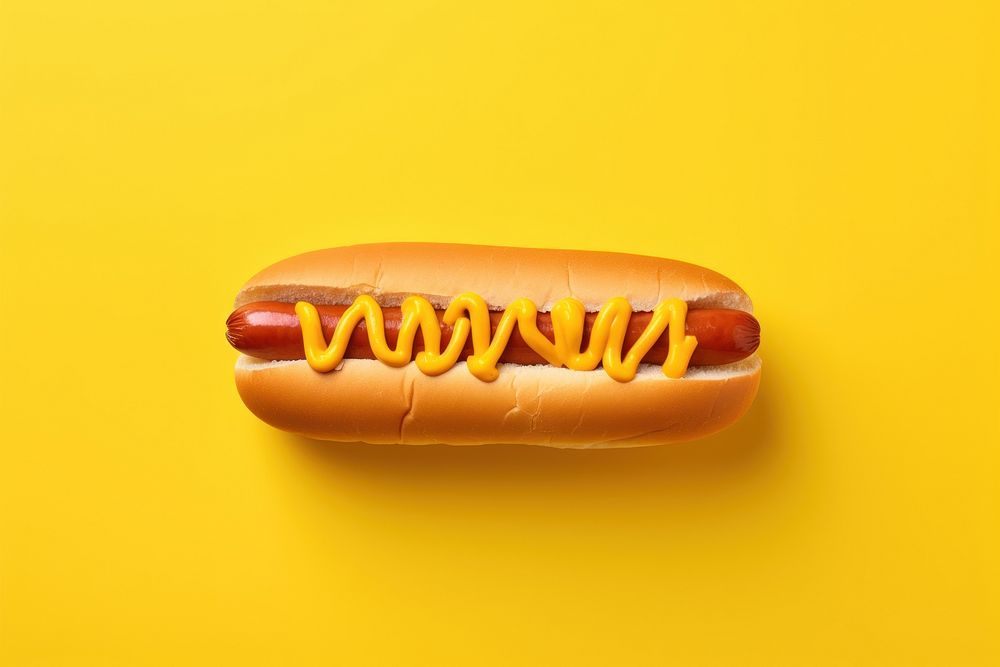 Hot dog yellow food yellow background. AI generated Image by rawpixel.