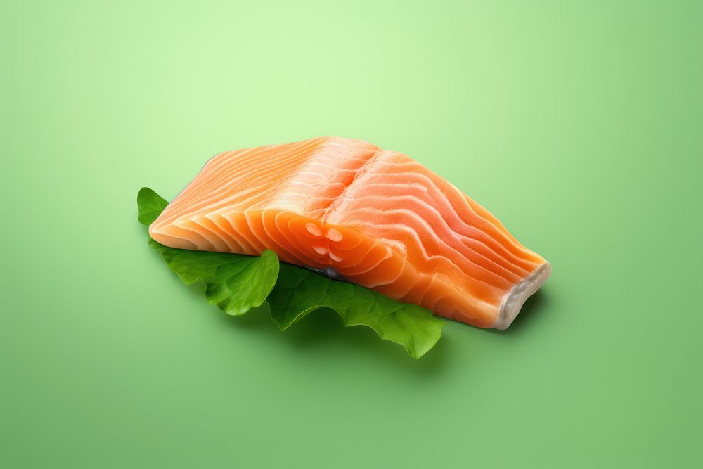 Salmon sashimi seafood green green background. AI generated Image by rawpixel.