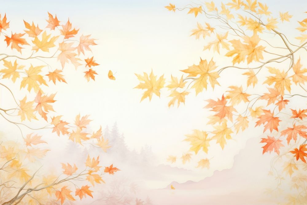 Painting of autumn leaves border backgrounds outdoors plant. AI generated Image by rawpixel.