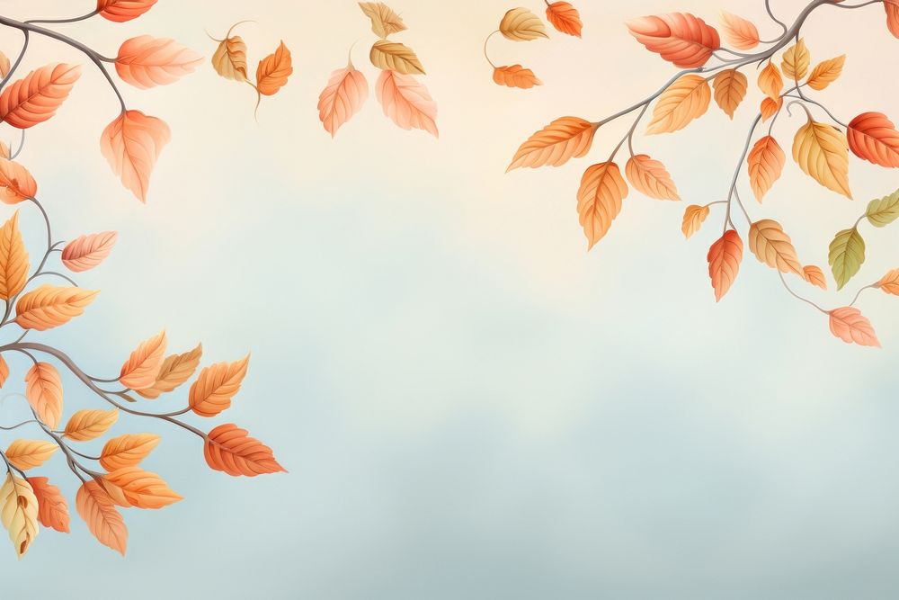 Painting of autumn leaves border backgrounds outdoors nature. AI generated Image by rawpixel.
