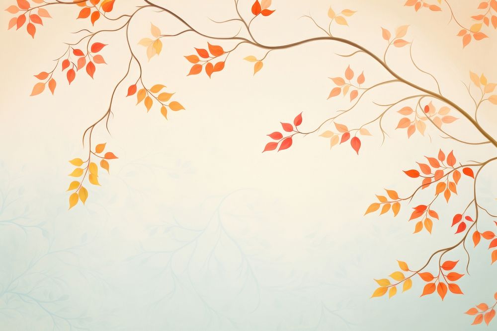Painting of autumn leaves border backgrounds wallpaper pattern. AI generated Image by rawpixel.