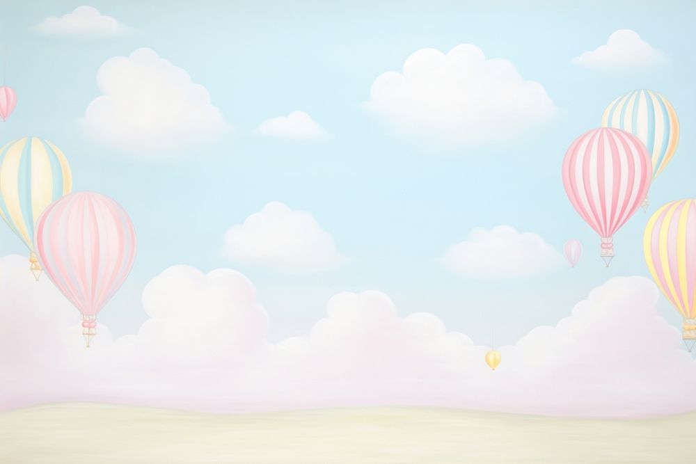 Painting of balloon border backgrounds outdoors nature. AI generated Image by rawpixel.
