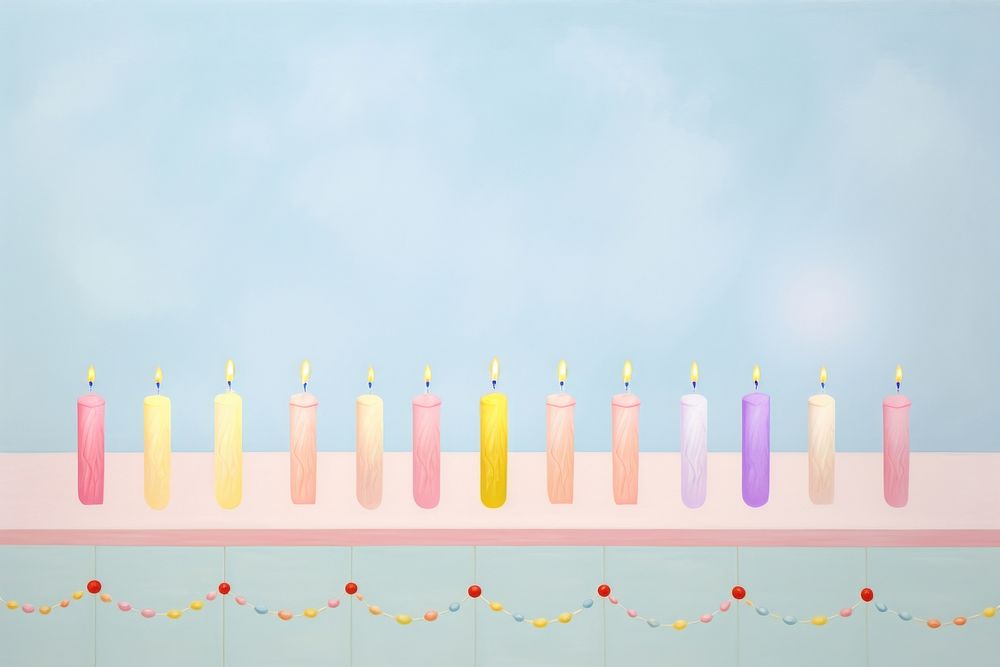 Painting of birthday candle border birthday candles illuminated anniversary. AI generated Image by rawpixel.
