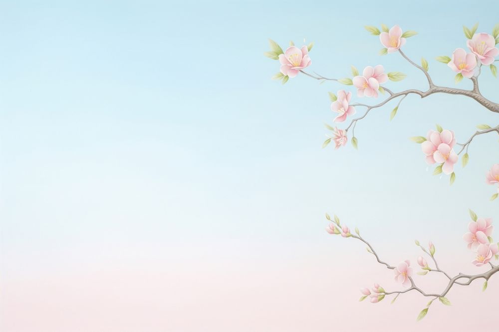 Painting of cherry blossom border backgrounds outdoors nature. 