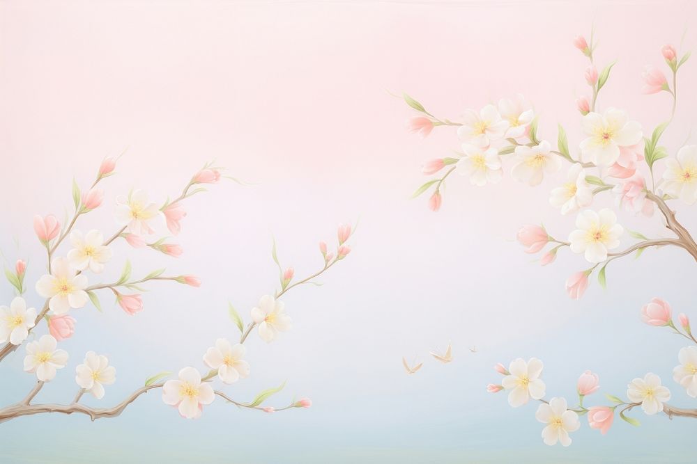 Painting of cherry blossom border backgrounds pattern flower. AI generated Image by rawpixel.