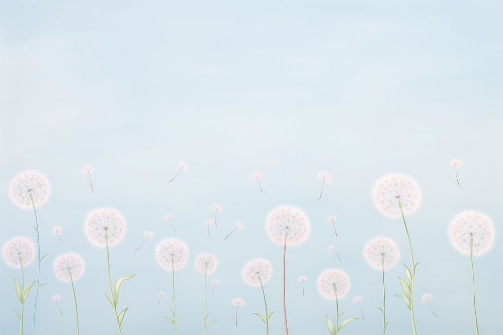 Painting of dandelion border backgrounds outdoors flower. AI generated Image by rawpixel.