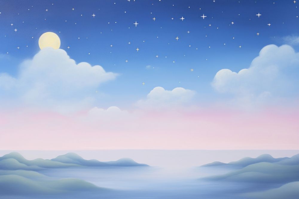 Painting of night sky border backgrounds landscape astronomy. AI generated Image by rawpixel.