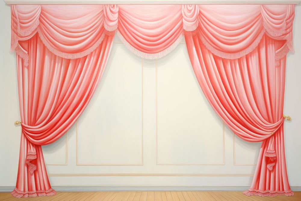 Painting of pale red curtain border backgrounds architecture decoration