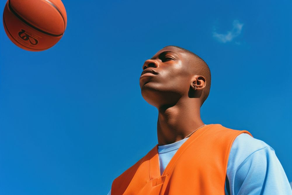 Black young man basketball sports blue. AI generated Image by rawpixel.