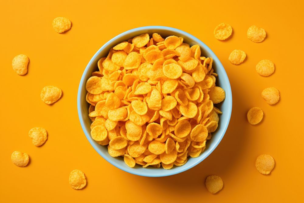 Corn flakes in bowl food freshness abundance. AI generated Image by rawpixel.