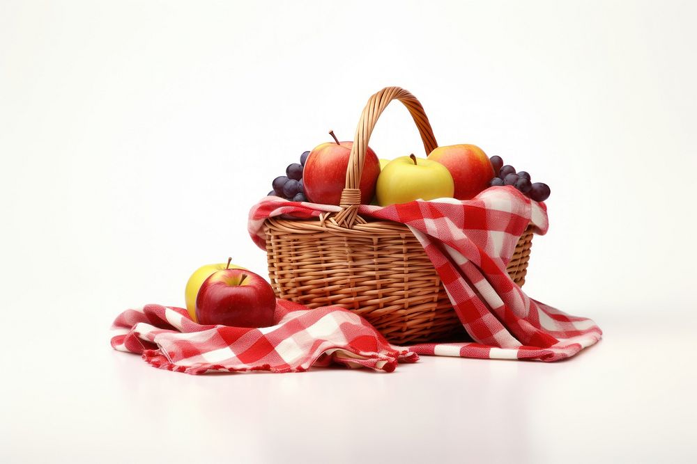 Picnic basket apple fruit. 