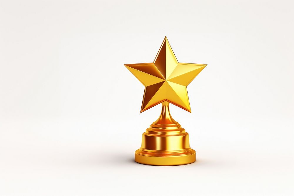 Trophy symbol gold white background. AI generated Image by rawpixel.
