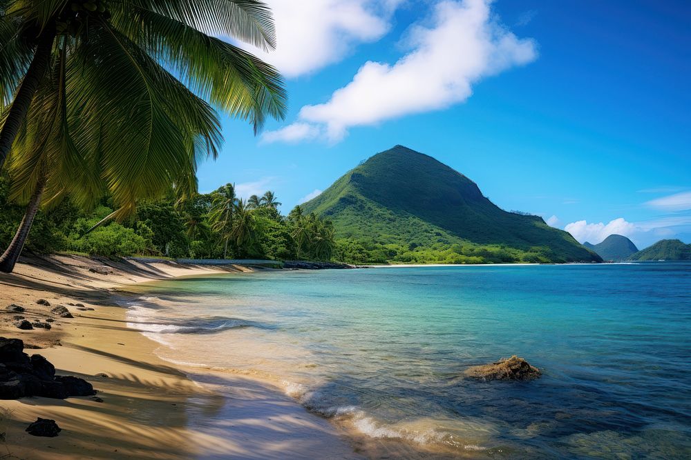 Tropical beach coast sea landscape. AI generated Image by rawpixel.