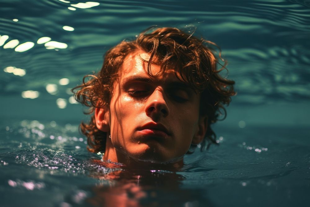 Young man swimming portrait photo photography. AI generated Image by rawpixel.