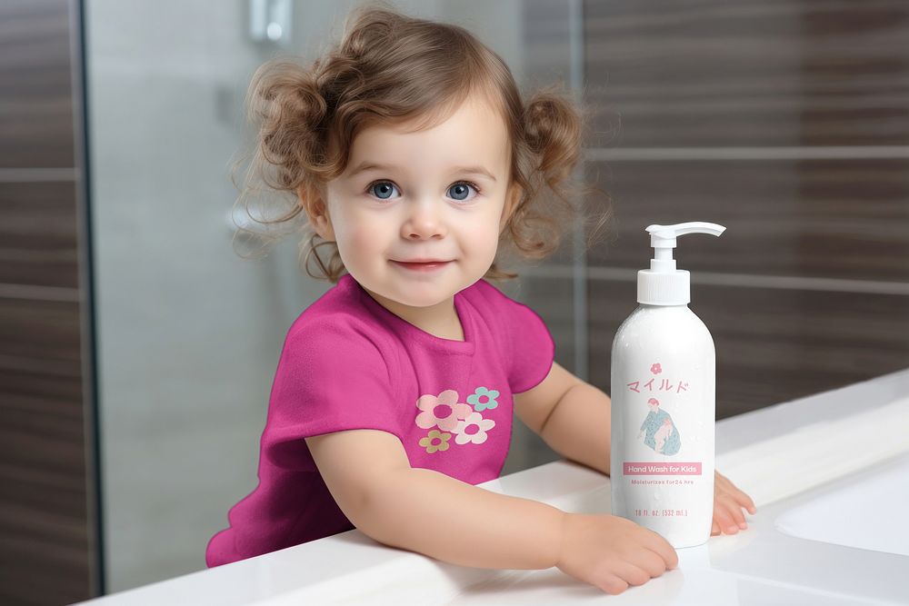 Baby shampoo bottle mockup psd