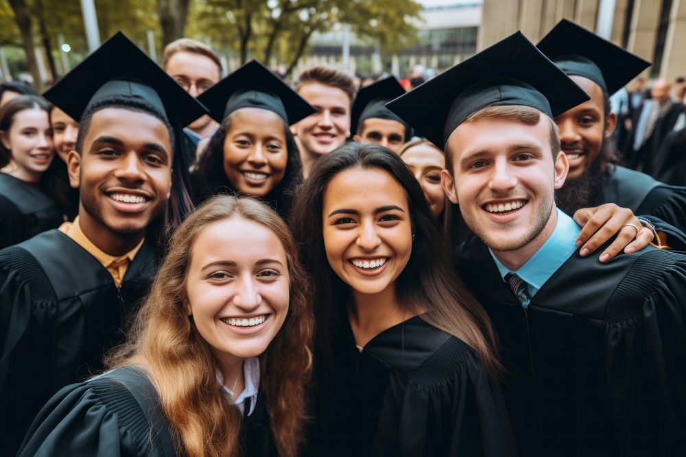 Multinational graduates male and female graduation university student. AI generated Image by rawpixel.