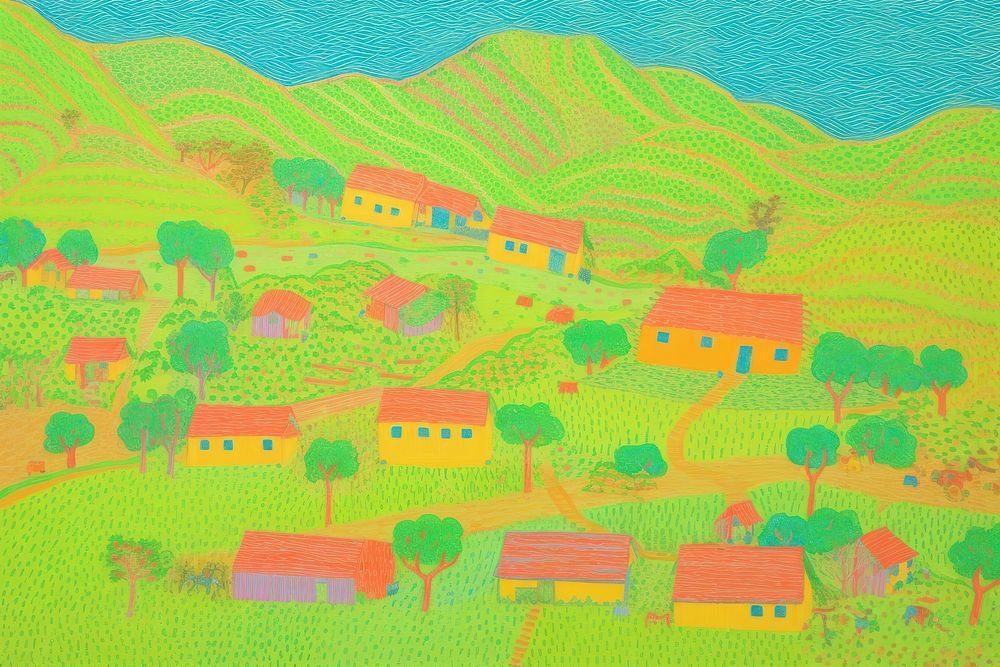 Countryside in south east asia outdoors painting field. AI generated Image by rawpixel.