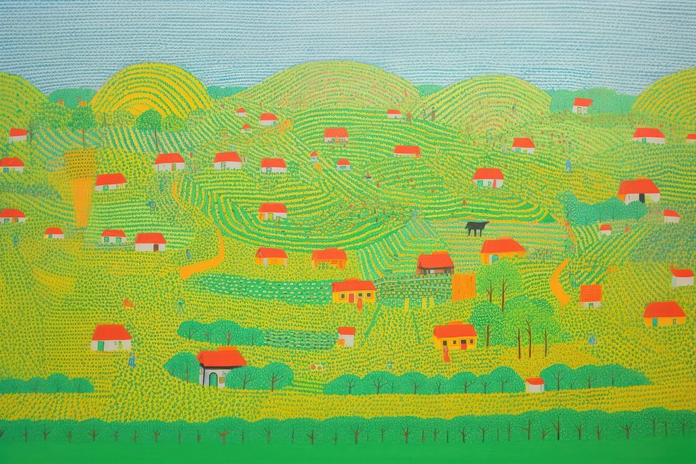 Countryside in south east asia outdoors painting art. AI generated Image by rawpixel.