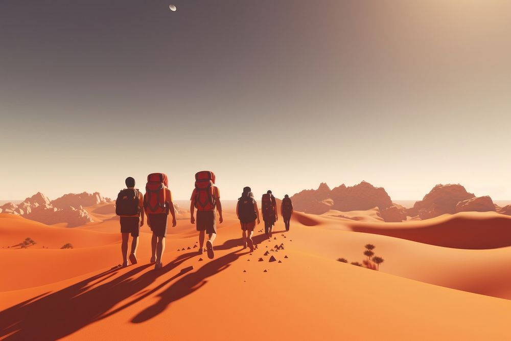 Journey The group of teenagers went on a trip adventure outdoors. AI generated Image by rawpixel.