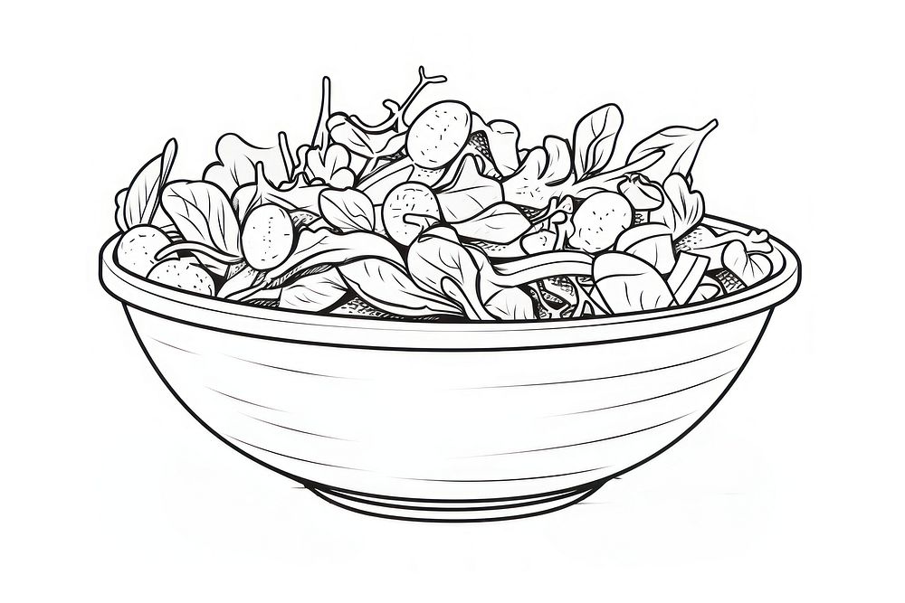 Salad sketch drawing doodle. AI generated Image by rawpixel.