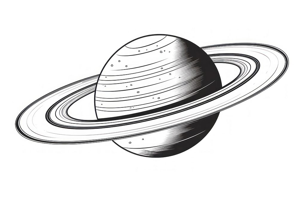 Saturn sketch monochrome astronomy. AI generated Image by rawpixel.