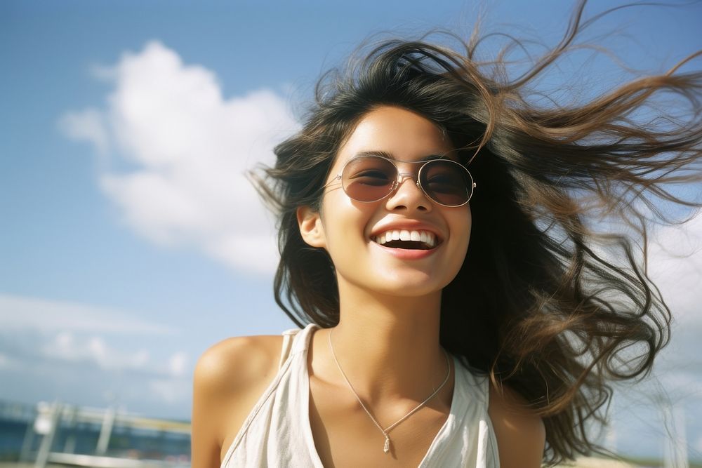 Smiling thai young woman glasses photography sunglasses. AI generated Image by rawpixel.