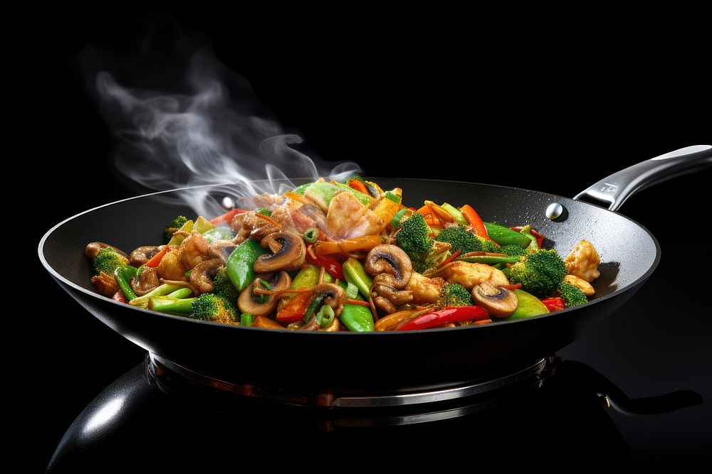 Stir frying food wok vegetable jambalaya. AI generated Image by rawpixel.