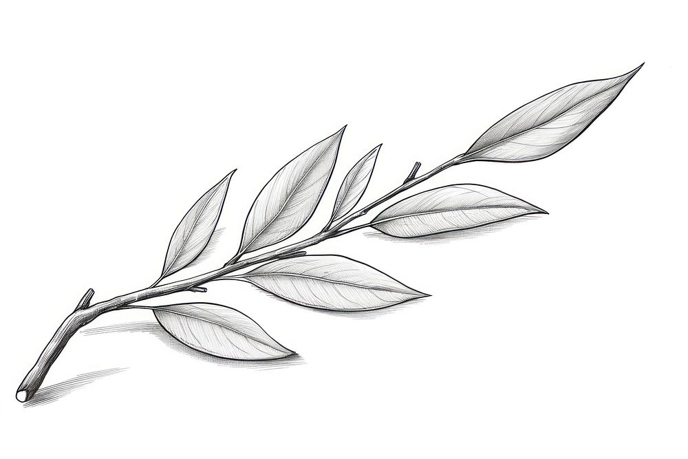 Tea leaf drawing sketch plant. AI generated Image by rawpixel.